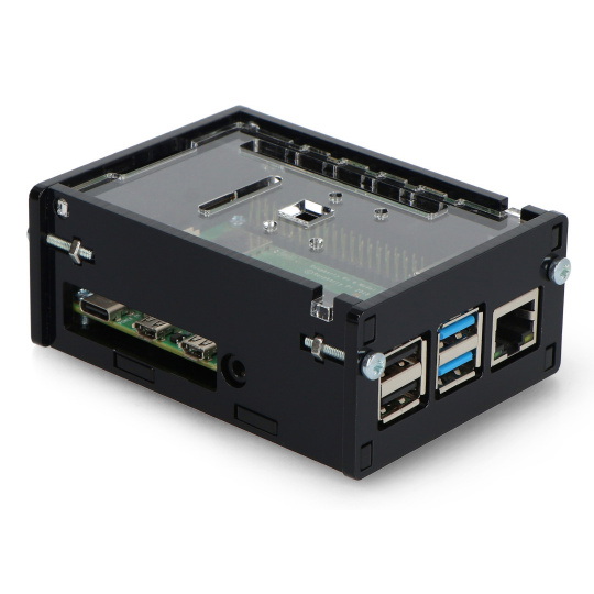 Корпус для Raspberry Pi 4B с регулируемым креплением для камеры — черный