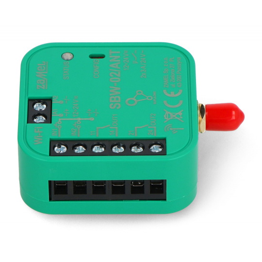Zamel Supla SBW-02/ANT - 2-канальний двонаправлений WiFi контролер воріт 12V/24V із зовнішньою антеною - додаток для Android/iOS