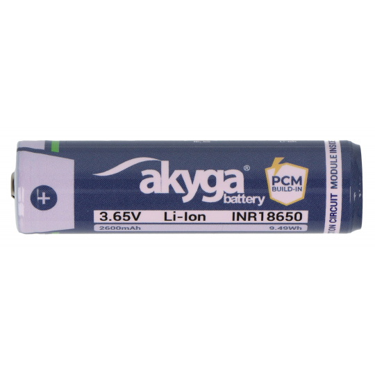 18650 Літій-іонний акумулятор Akyga INR18650-26M-PCM 3.65V/2600mAh із захистом