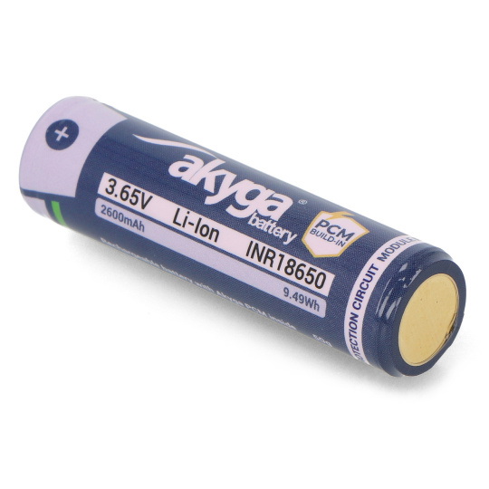 18650 Літій-іонний акумулятор Akyga INR18650-26M-PCM 3.65V/2600mAh із захистом