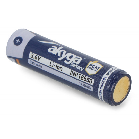 18650 Літій-іонний акумулятор Akyga INR18650-33.5M-PCM 3.6V/3350mAh із захистом