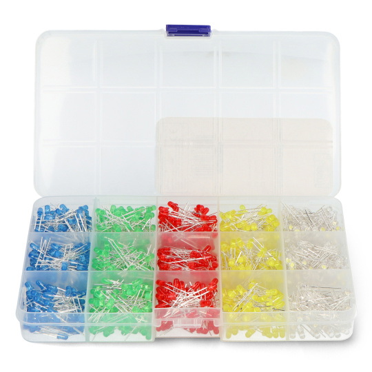 Набір 3-мм світлодіодних діодів - justPi - 1000 шт. + органайзер