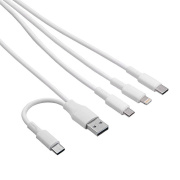 Przewód USB A/USB C - USB C + Lightning + microUSB B - 1,2m biały - Akyga AK-USB-52
