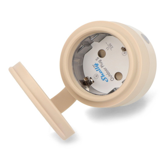 Shelly Outdoor Plug S Gen3 - Розумна вулична розетка WiFi/Bluetooth/Matter з лічильником енергії - Мокка