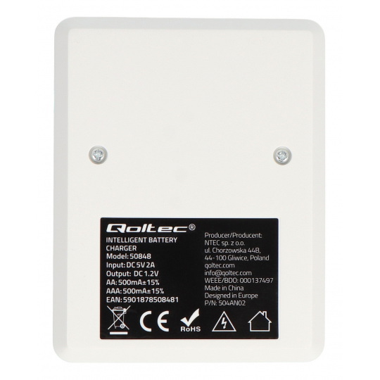 Зарядний пристрій для Ni-MH/Ni-Cd акумуляторів - AA і AAA - Qoltec 50848