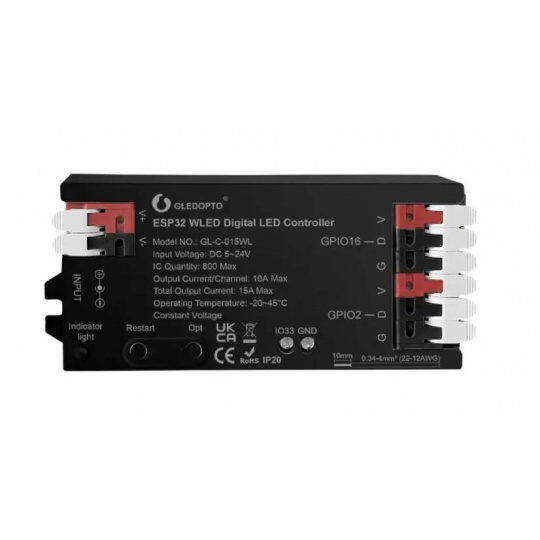 Контроллер для адресуемых RGB WiFi светодиодных лент и светодиодных лент - ESP32 - WLED - GL-C-015WL