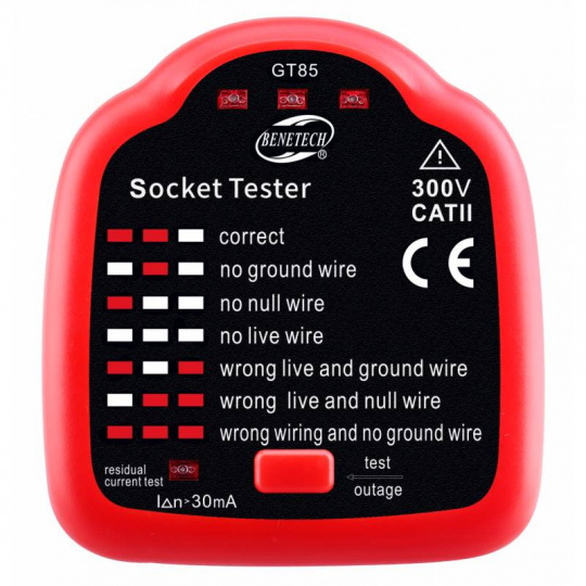 Тестер розеток ПЗВ 230 В - Benetech GT85