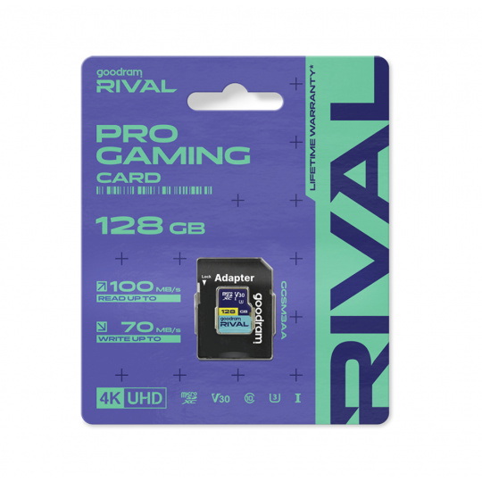 Карта памяти Goodram RIVAL M3AA microSD 128 ГБ 100 МБ/с класс A2 V30 с адаптером