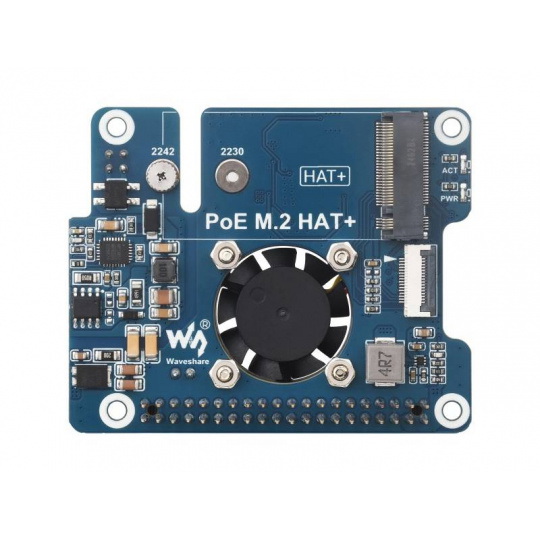 PoE M.2 HAT+ - PCIe-адаптер для NVMe M.2 накопителей с поддержкой PoE - для Raspberry Pi 5 - Waveshare 28411