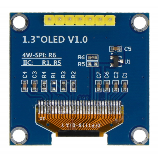 OLED-дисплей 1,3 дюйма, 128x64 пикселей, SPI - SH1106 - белый