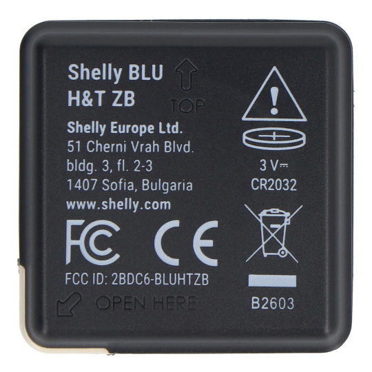Датчик температуры и влажности Shelly BLU H&T ZB с поддержкой Bluetooth/ZigBee — черный.