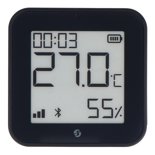 Датчик температуры и влажности Shelly BLU H&T Display ZB с Bluetooth/ZigBee и дисплеем — черный.