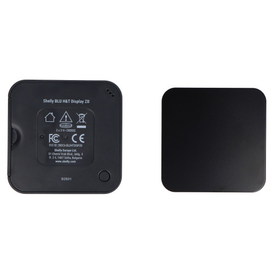 Датчик температуры и влажности Shelly BLU H&T Display ZB с Bluetooth/ZigBee и дисплеем — черный.