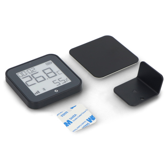Датчик температуры и влажности Shelly BLU H&T Display ZB с Bluetooth/ZigBee и дисплеем — черный.