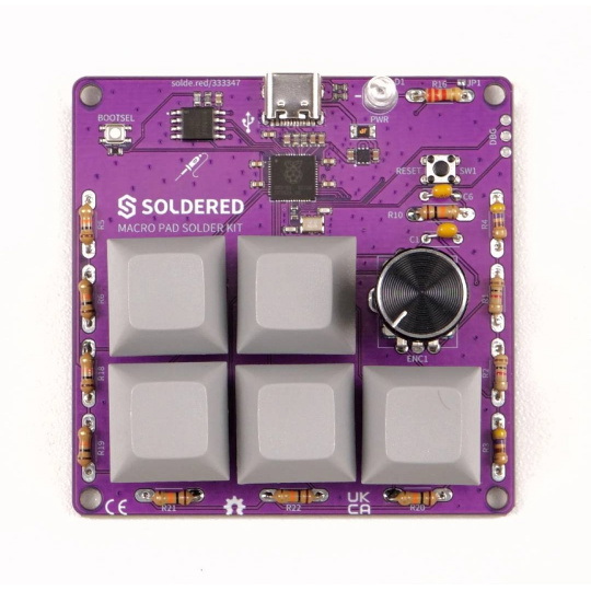Набор для пайки контактных площадок Macro Pad Solder Kit - учебный комплект для обучения пайке - RP2040 - Пайка 333347