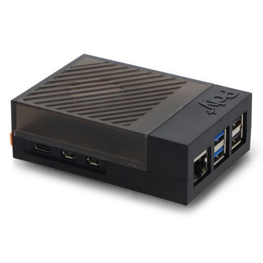 Корпус Argon Poly+ 5 из ABS-пластика с активным THRML-охлаждением 30 мм для Raspberry Pi 5 — черный.