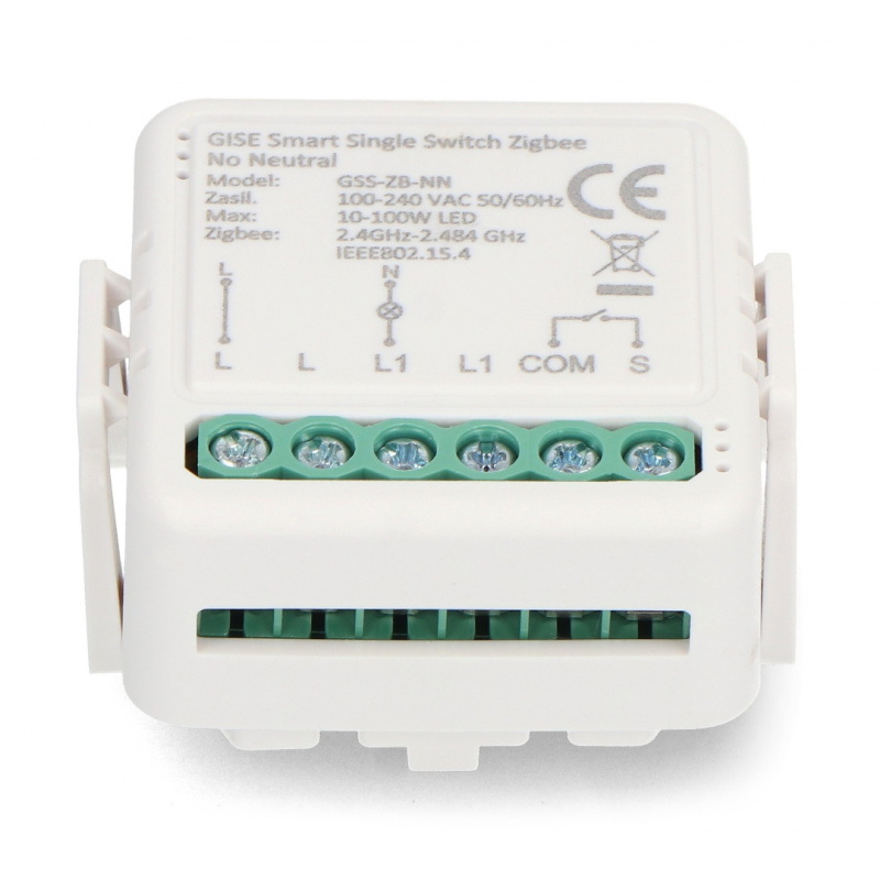 Tuya - 1-kanałowy przekaźnik bez N 100-240 V AC - ZigBee - aplikacja Android/iOS - Gise GSS-ZB-NN