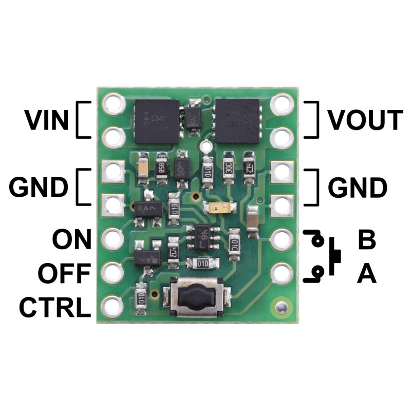 Mini przełącznik Push MOSFET LV 2,2-20V/6A - z ochroną przed prądem wstecznym - Pololu 2808