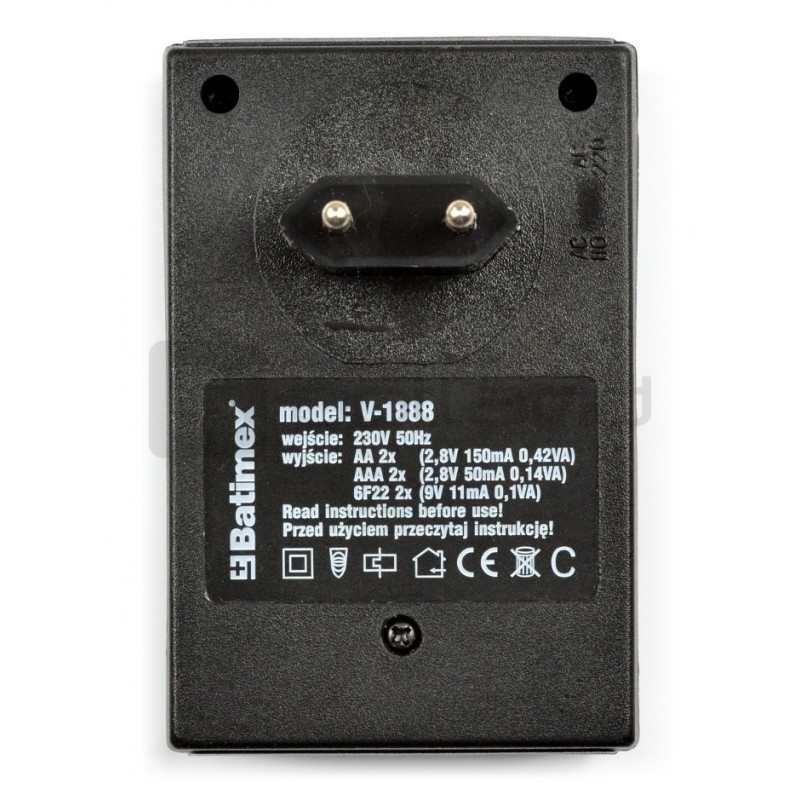 Ładowarka do akumulatorów V-1888 - AA, AAA, 6F22