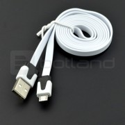Przewód USB A - microUSB  Blow płaski - 1 m