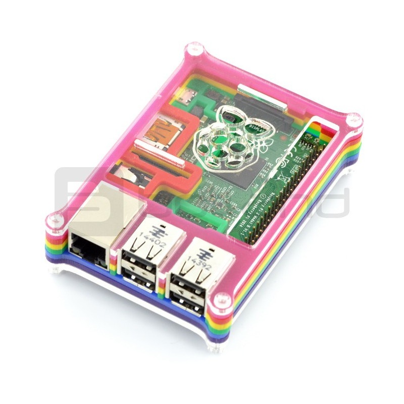 Rainbow Case B - kolorowa przezroczysta obudowa do Raspberry Pi 2B