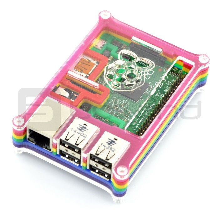 Rainbow Case B - kolorowa przezroczysta obudowa do Raspberry Pi 2B