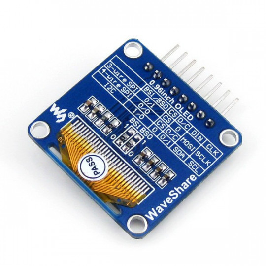 Двоколірний графічний OLED-дисплей 0,96 дюйма (A) 128x64 пікселів SPI/I2C - кутові роз'єми - Waveshare 9085