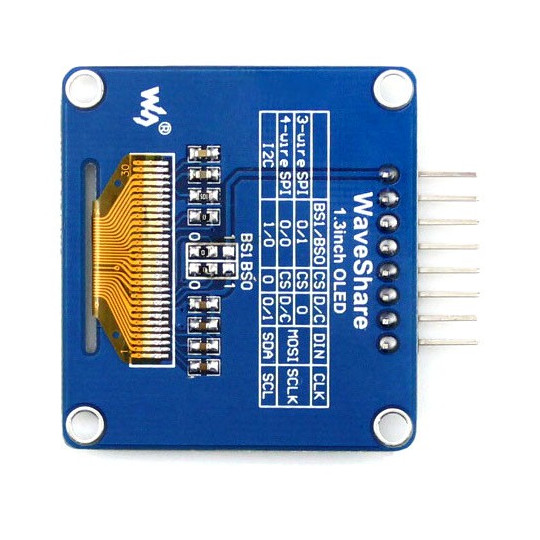 OLED-дисплей синього кольору 1.3'' (A) 128x64px SPI/I2C - кутові роз'єми - Waveshare 10444