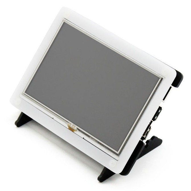 Ekran dotykowy rezystancyjny LCD TFT 5" 800x480px HDMI + USB dla Raspberry Pi 2/B+ oraz czarno-biała obudowa 