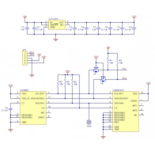 MinIMU-9 v5 9DOF - акселерометр, гироскоп и магнитометр I2C - Pololu 2738