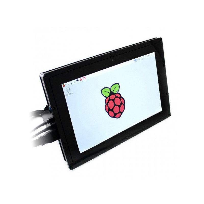Ekran dotykowy pojemnościowy LCD IPS 10,1'' 1280x800px HDMI + USB dla Raspberry Pi 3/2/B+ + obudowa czarna