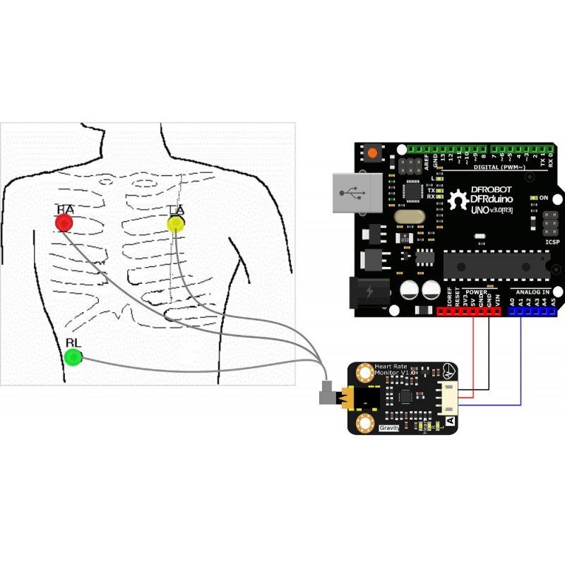 DFRobot - Analogowy czujnik tętna ludzkiego serca - pulsometr