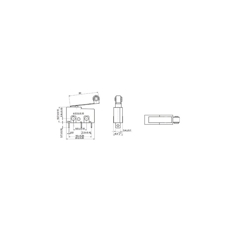 Wyłącznik krańcowy mini  z rolką - WK625