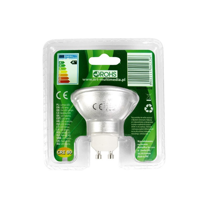 Żarówka LED ART, GU10, 4,6W, 410lm, barwa ciepła