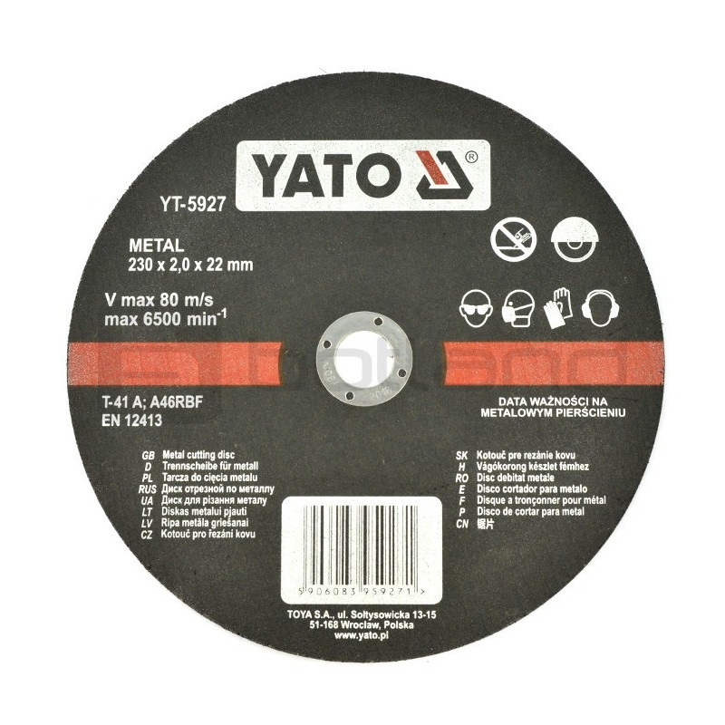 Tarcza do cięcia metalu Yato YT-5927 - 230x2mm