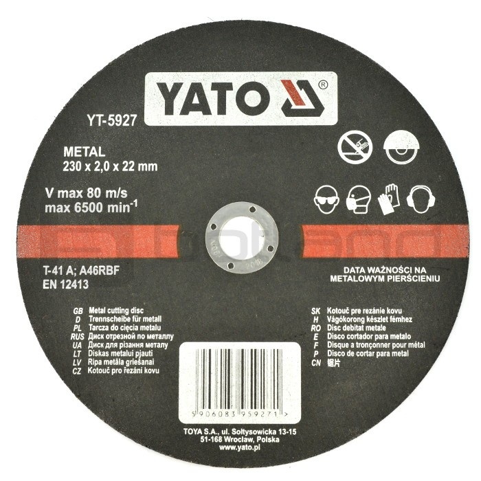 Tarcza do cięcia metalu Yato YT-5927 - 230x2mm