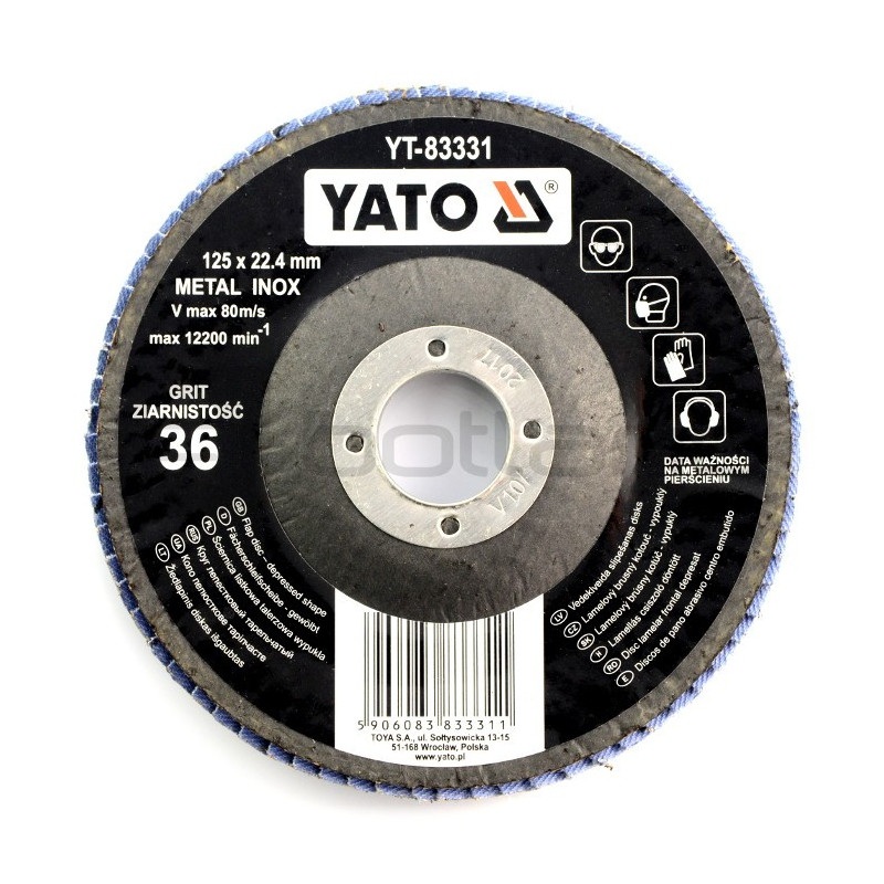 Tarcza ściernica listkowa Yato YT-83331 - wypukła - 125x9mm