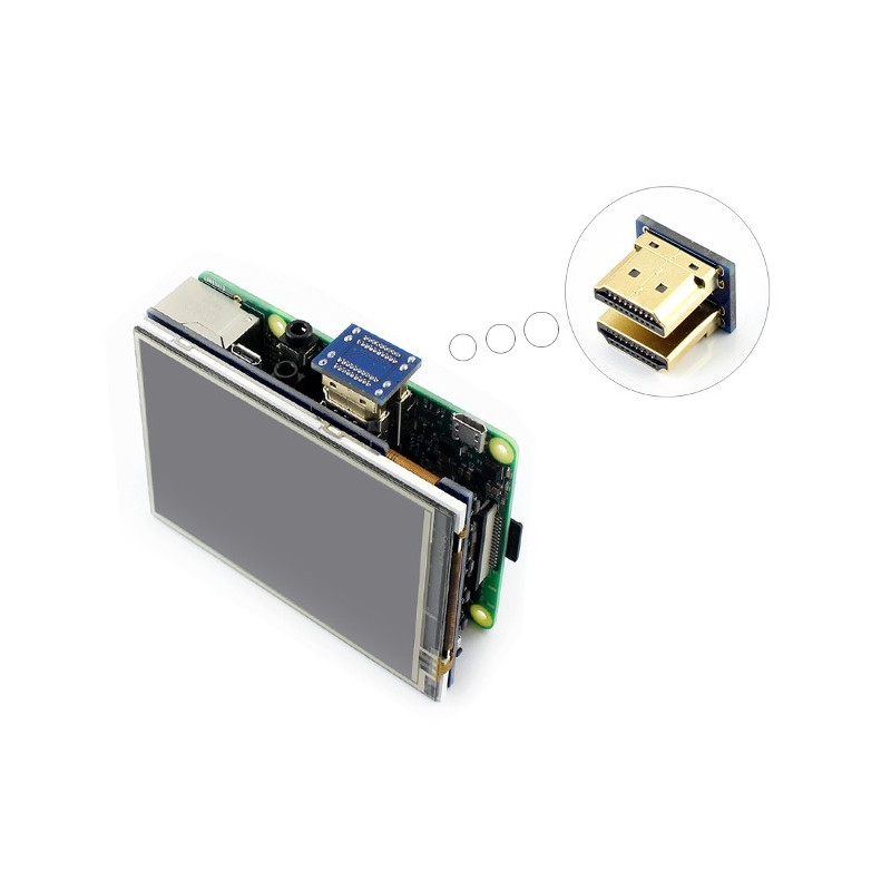 Ekran dotykowy rezystancyjny LCD IPS 3,5'' 480x320px GPIO dla Raspberry Pi 3/2/B+/Zero