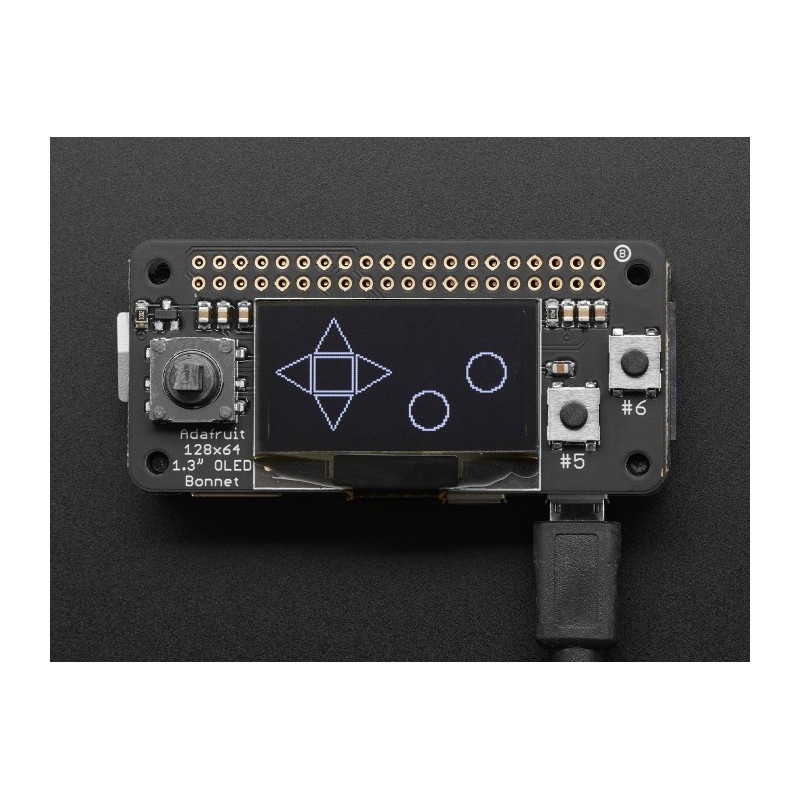 Adafruit Bonnet - wyświetlacz OLED 128x64px z joystickiem i przyciskami dla Raspberry Pi