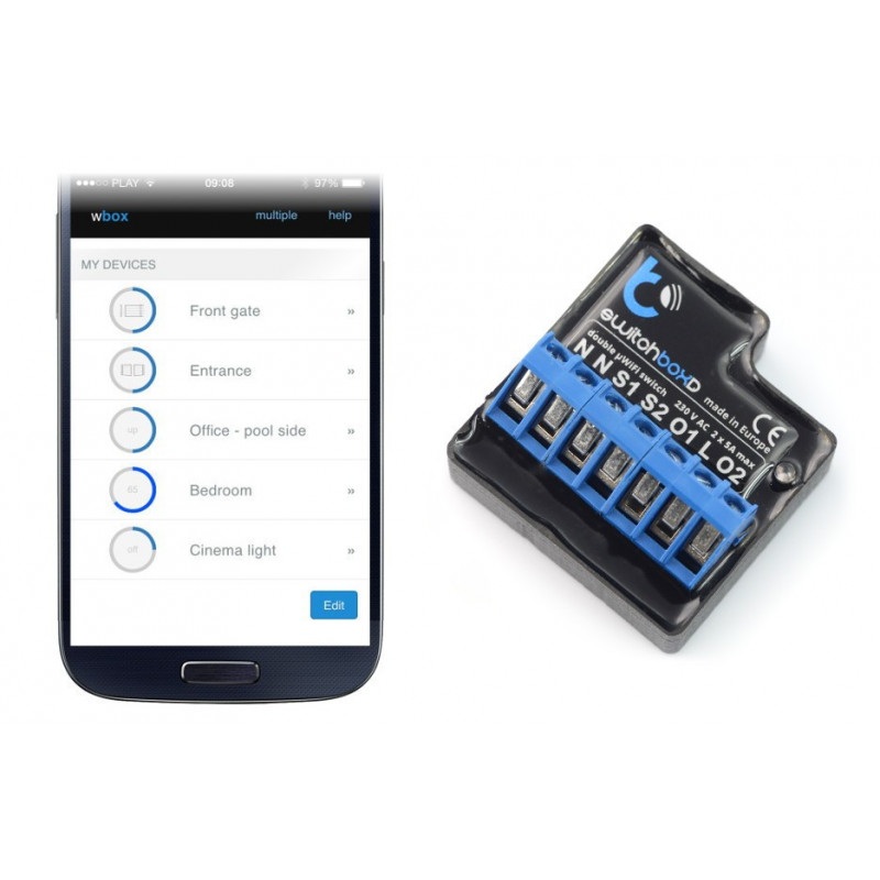 BleBox SwitchBoxD - 2x przekaźnik 230V WiFi - aplikacja Android / iOS
