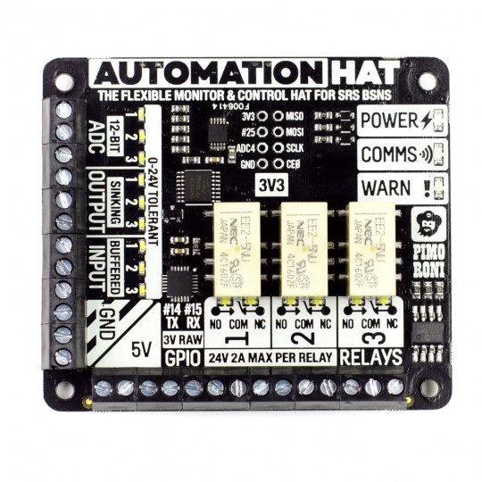 Automation Hat 3x реле + світлодіод - розширення для Raspberry Pi