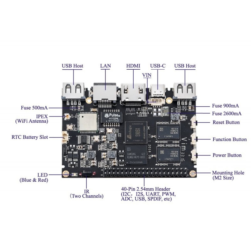 Khadas VIM Pro - ARM Cortex A53 Quad-Core 1,5GHz WiFi + 2GB RAM + 16GB eMMC