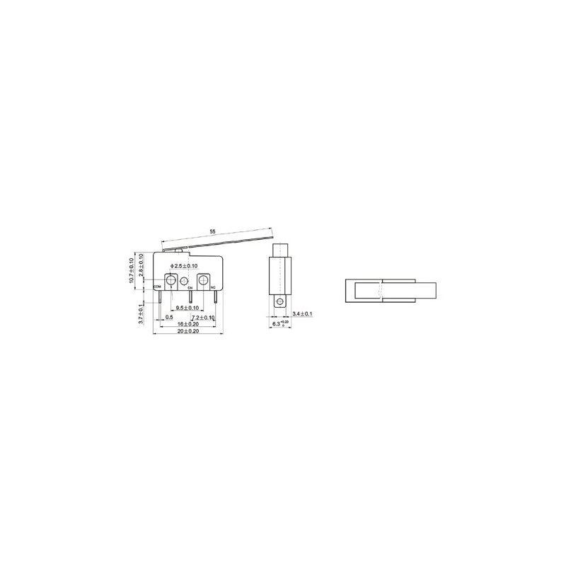 Wyłącznik czujnik krańcowy mini z dźwignią - WK615
