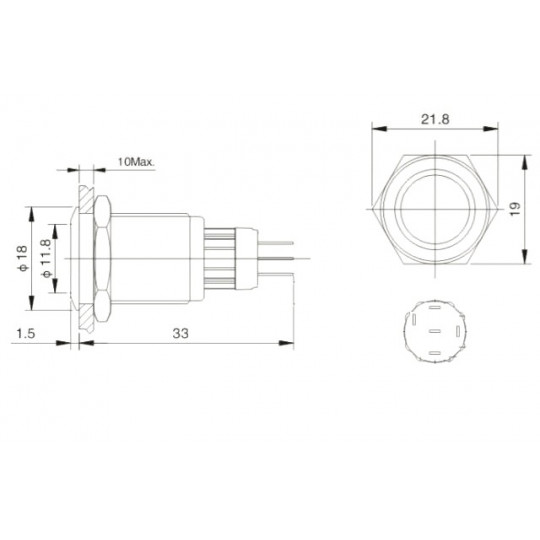 Перемикач ON-OFF бістабільний - PBW-16APP - 2A 250V - плоский зелений/червоний