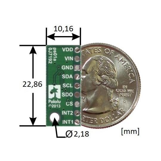 LPS331AP - датчик давления и высоты 126кПа I2C/SPI 3-5В - Pololu 2126