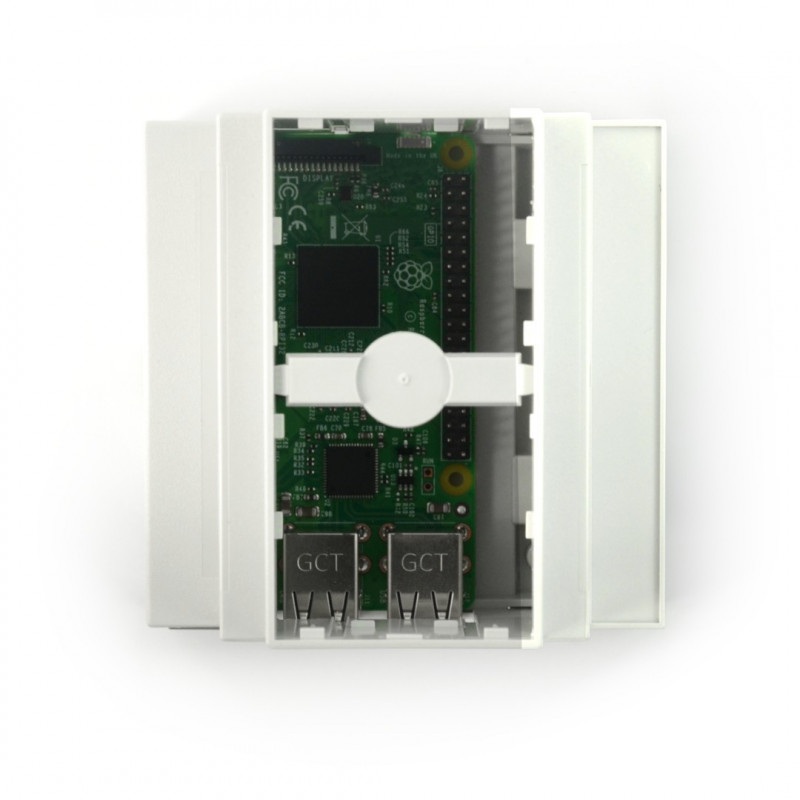 Obudowa Raspberry Pi 3B+/3B/2B na szynę DIN - szara/ przeźroczysta