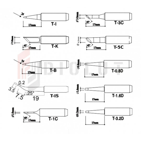 Набір мідних жал для паяльних станцій - мідні серії тип 900M - 10 шт.
