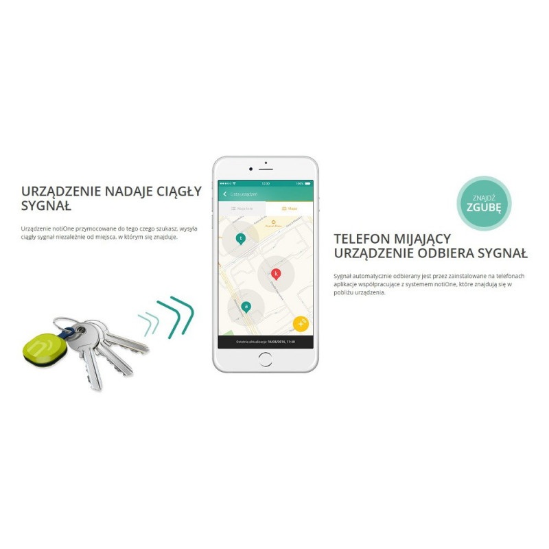 NotiOne Play - lokalizator Bluetooth z buzzerem i przyciskiem - malinowy