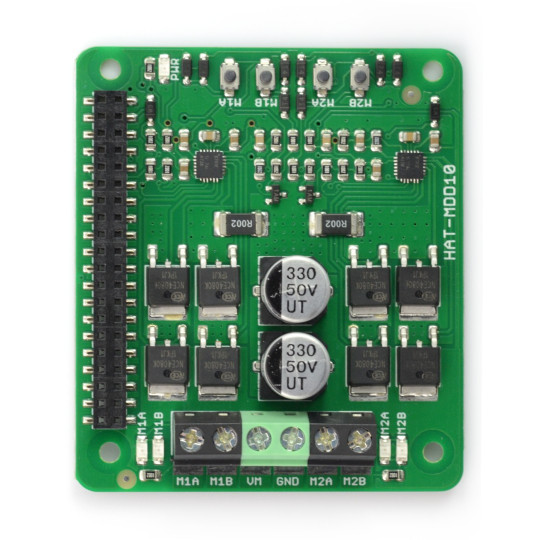 Cytron HAT-MDD10 - двоканальний контролер двигуна постійного струму 24V/10A - щит для Raspberry Pi