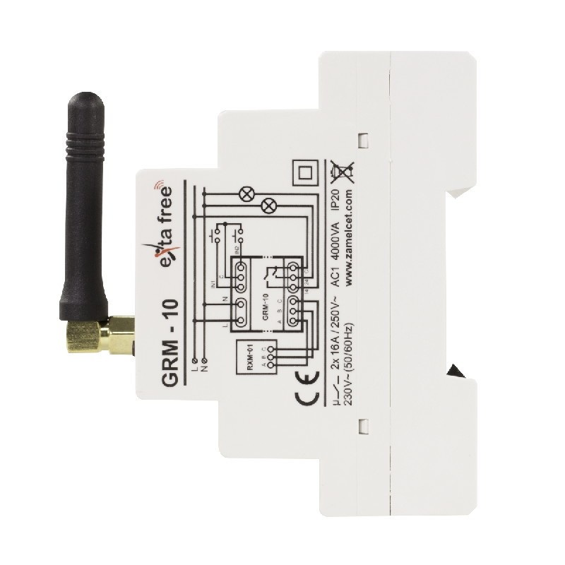 Exta Free - Zdalny sterownik GSM modułowy 2-kanałowy DIN - GRM-10